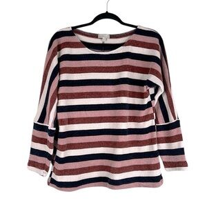 Chenault Chenille Super Soft Multi-Colored Stripe Sweater Size Medium